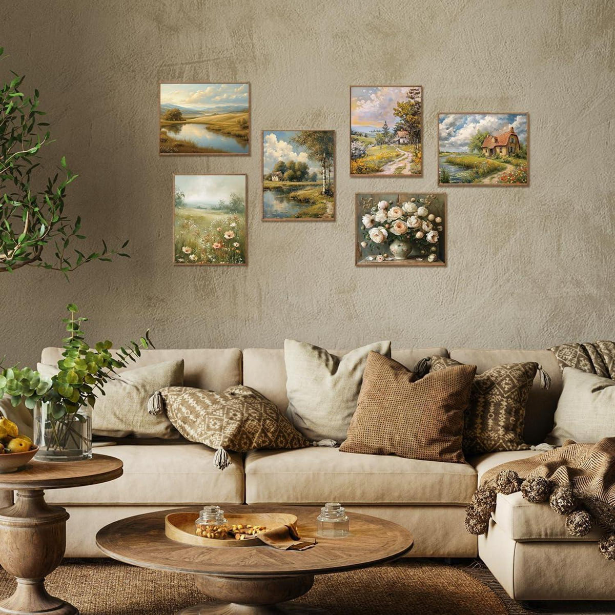 Bauernhaus Vintage Leinwand Poster Set 20x25 cm x6 Ohne Rahmen