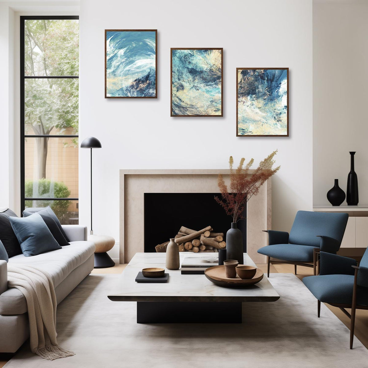 Moderne Abstrakte Ozean Himmel Poster Set 30x40 cm 3er Pack