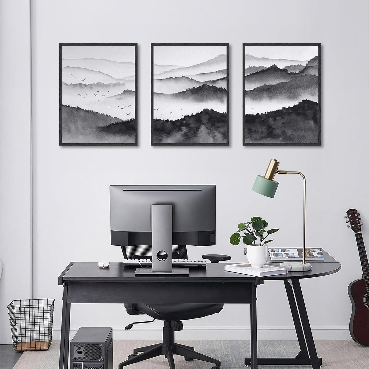 Schwarz Weiß Berg Landschaft Poster 30x40 cm 3er Set