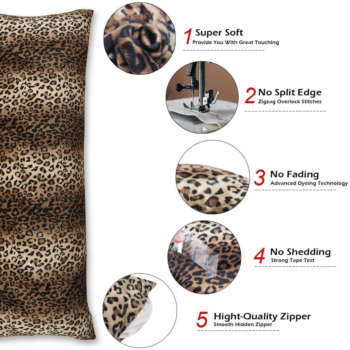 Langer Kissenbezug Leopard Gepard, 91x36 cm, Boho Deko
