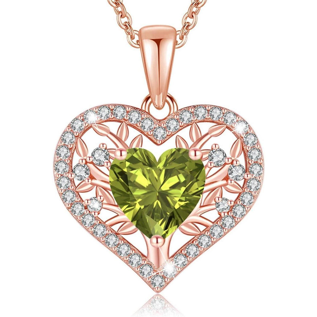 Silber Lebensbaum Herz Kette Damen 925 Sterling Geburtsstein