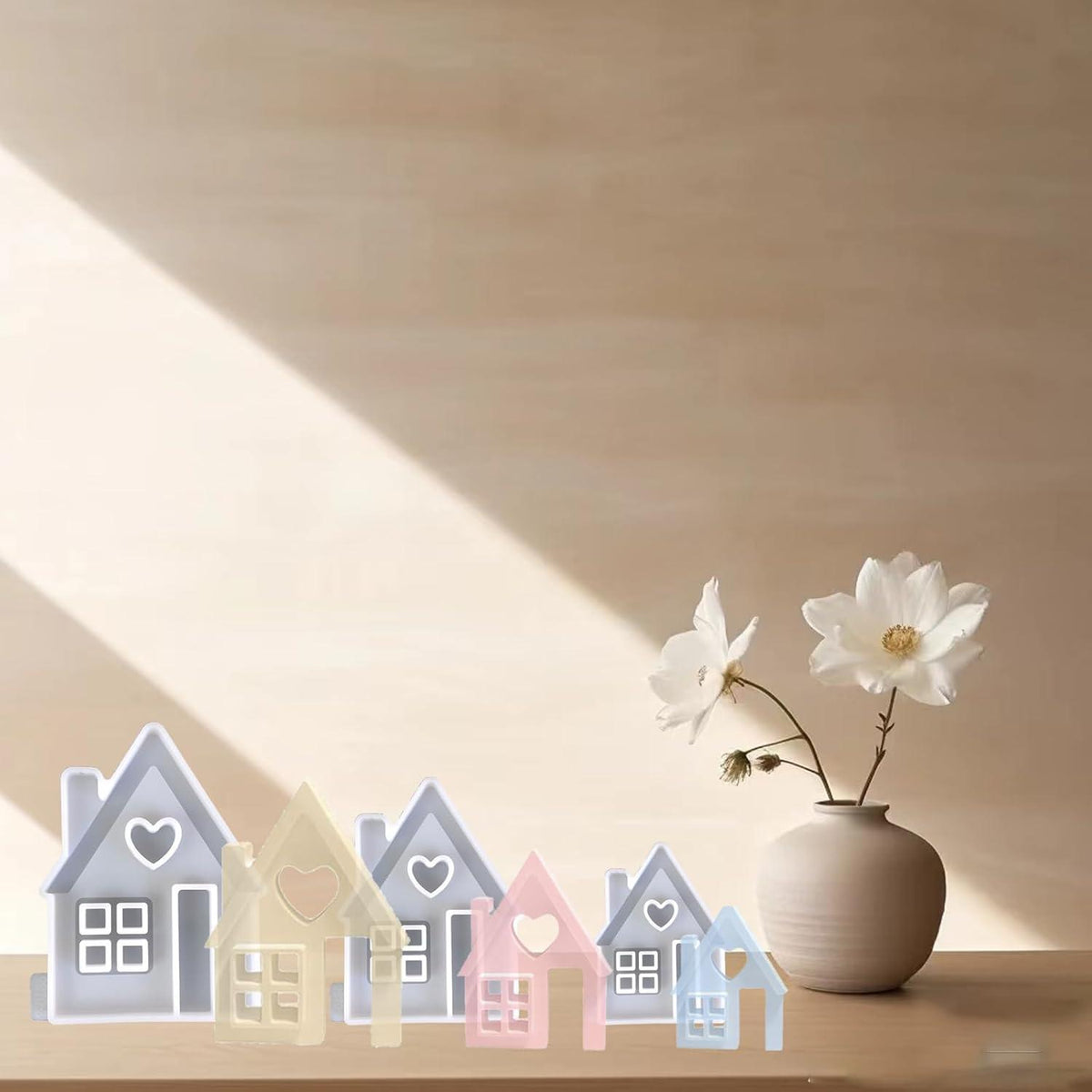 3er Set Silikonform Haus mit Fenster für Kerzen Seifen Weihnachten
