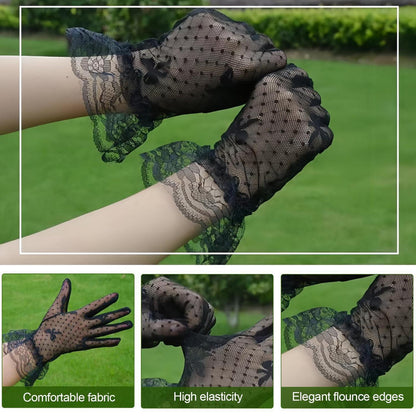 Spitzenhandschuhe Damen Elegant Kurz für Hochzeit Party Halloween