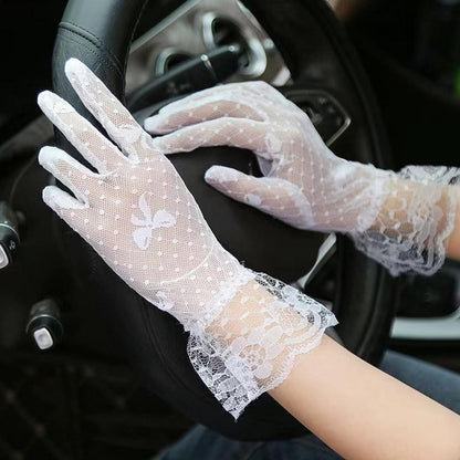 Spitzenhandschuhe Damen Elegant Kurz für Hochzeit Party Halloween