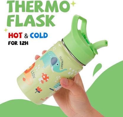 Kinder Trinkflasche Edelstahl 500ml Strohhalm BPA-frei