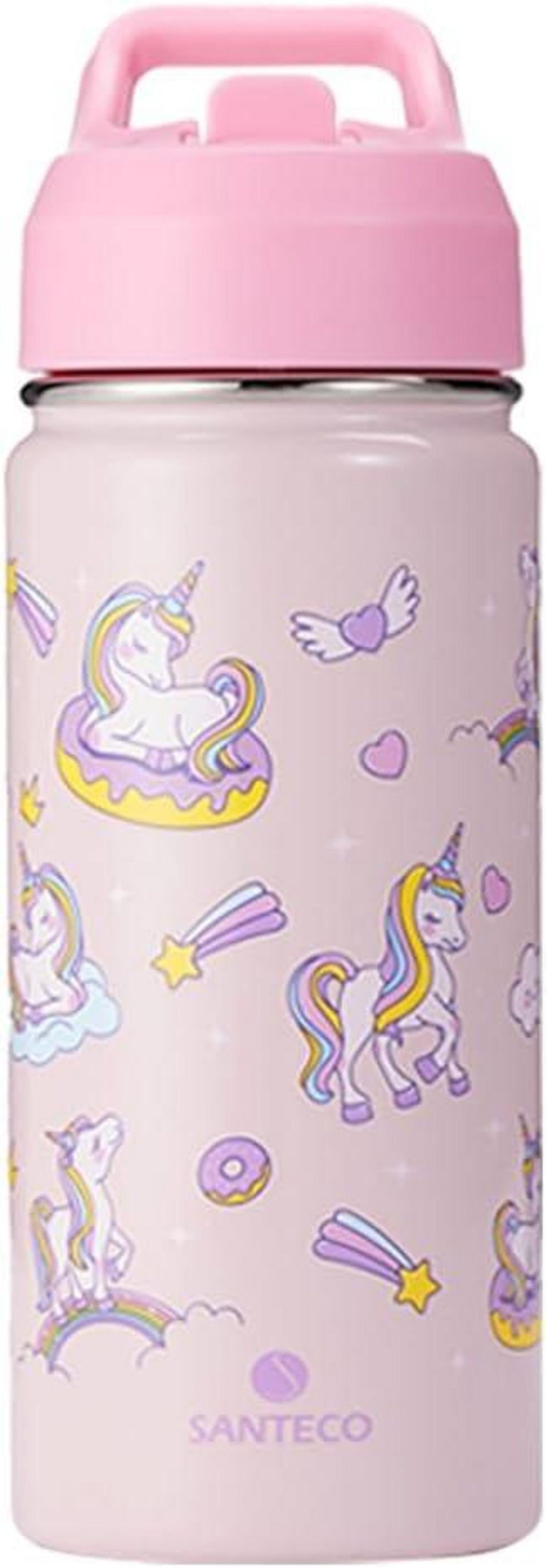 Trinkflasche Kinder Edelstahl 500ml Strohhalm Auslaufsicher BPA-frei
