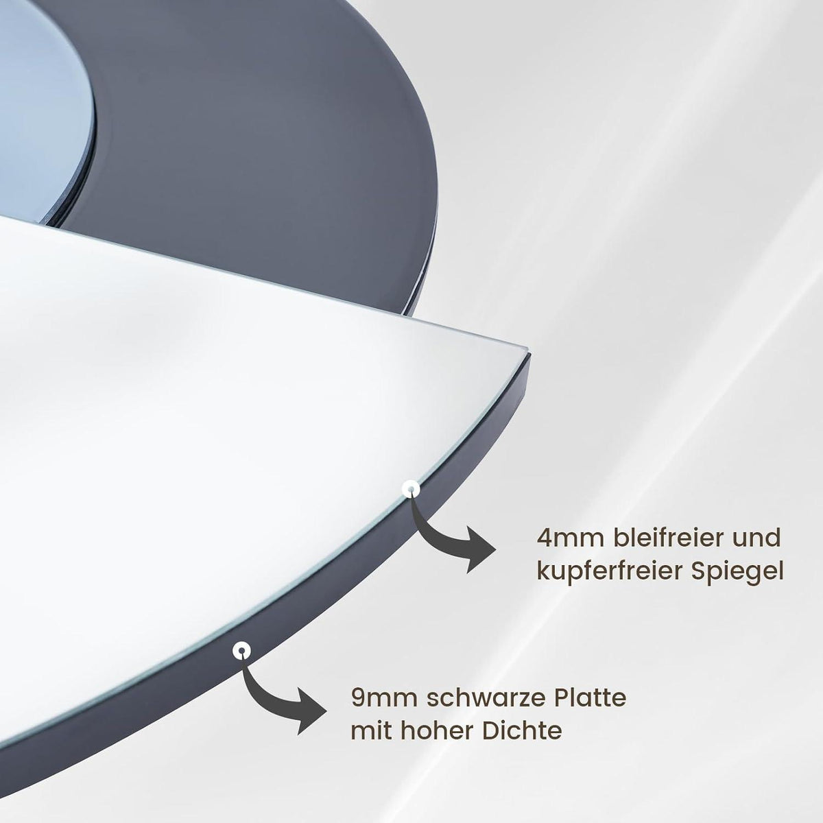 Asymmetrischer Wandspiegel 80cm Schwarz | Rahmenloser Spiegel für Wohnzimmer
