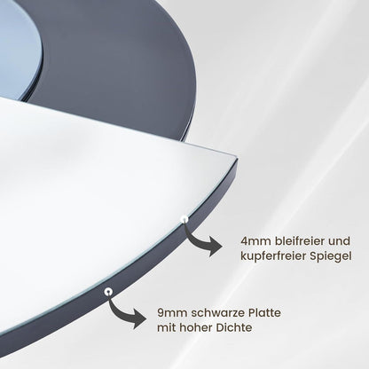 Asymmetrischer Wandspiegel 80cm Schwarz | Rahmenloser Spiegel für Wohnzimmer