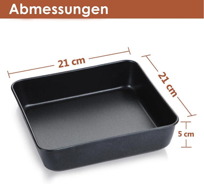 Quadratische Edelstahl Auflaufform 21x21x5 cm Brownie