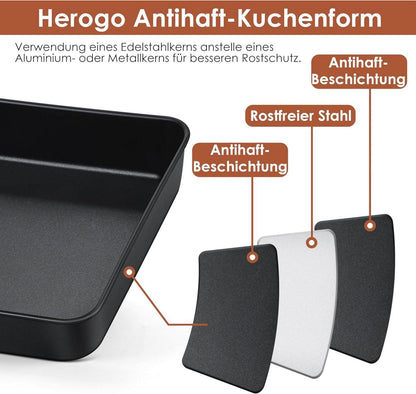 Quadratische Edelstahl Auflaufform 21x21x5 cm für Kuchen & Brownies
