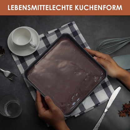 Quadratische Edelstahl Auflaufform 21x21x5cm für Kuchen Brownie Lasagne