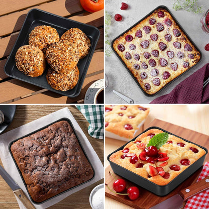Quadratische Edelstahl Auflaufform 21x21x5cm für Kuchen Brownie Lasagne