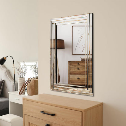 Rahmenloser Wandspiegel 90x60cm – Rechteckiger Deko Spiegel für Wohnzimmer