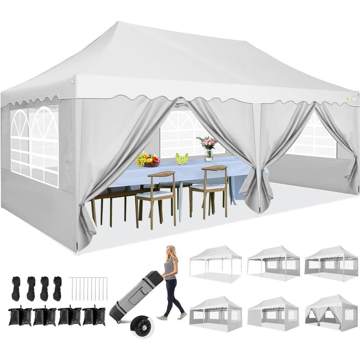 Faltpavillon 3x6 mit Seitenwänden – Wasserdicht & UV-Schutz