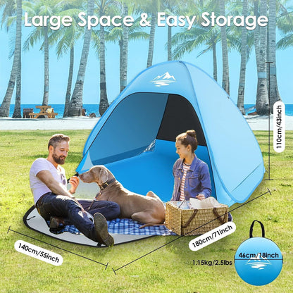 Pop Up Strandmuschel 50+ UV-Schutz, Automatisches Strandzelt