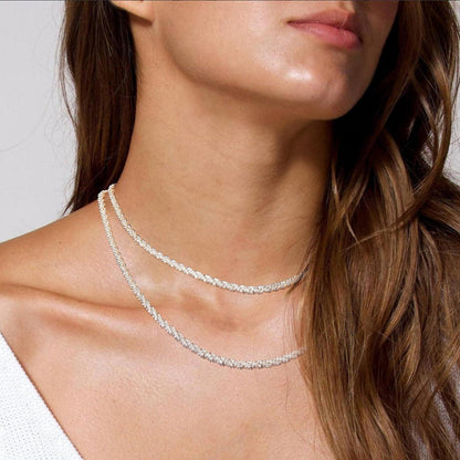 Silber Layered Halsketten Set - Dainty Choker Kette für