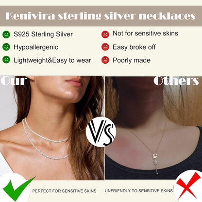 Kenivira Silber Layered Halskette für Frauen Shine Schmuck