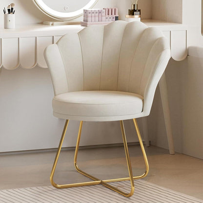 Polstersessel Blütenblatt-Design Samt Beige mit Goldbeinen