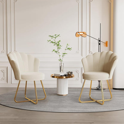 Polstersessel Blütenblatt-Design Samt Beige mit Goldbeinen