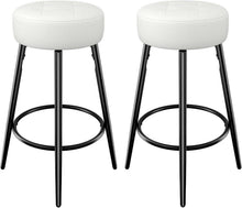 2er Set Barhocker Kunstleder Weiß 67 cm Höhe modern rund