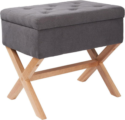 Hocker mit Stauraum Samt Grau Rechteckig X-Design