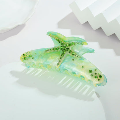 Grüne Haarspange mit Meeresmotiv, Strass, rutschfest - Geschenkidee