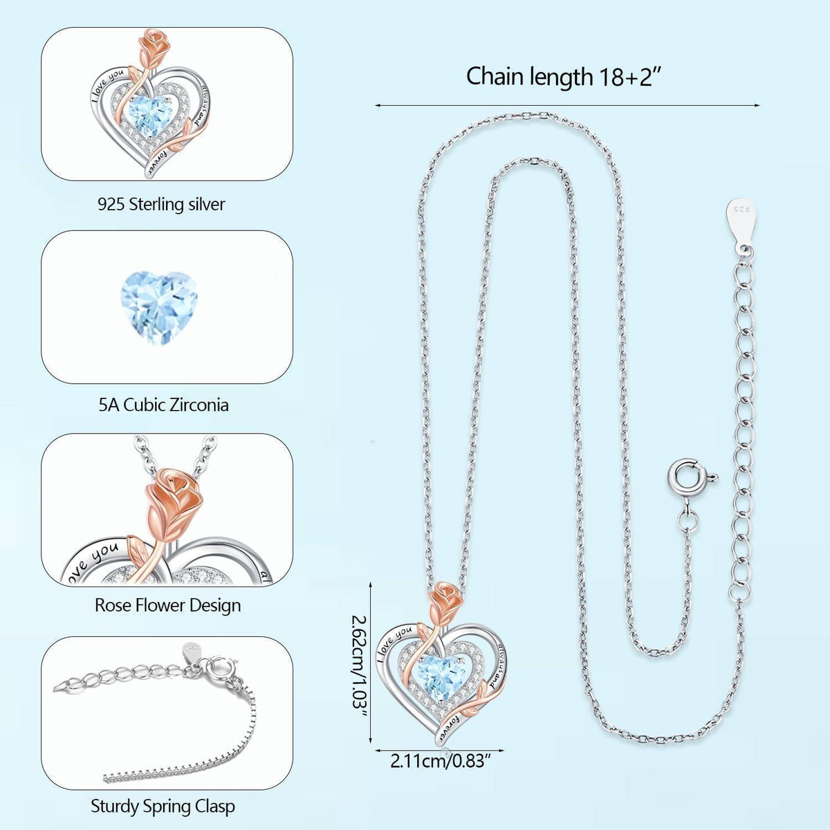 Silber Halskette Damen 925 Herz Rose Gravur Kette Geschenk