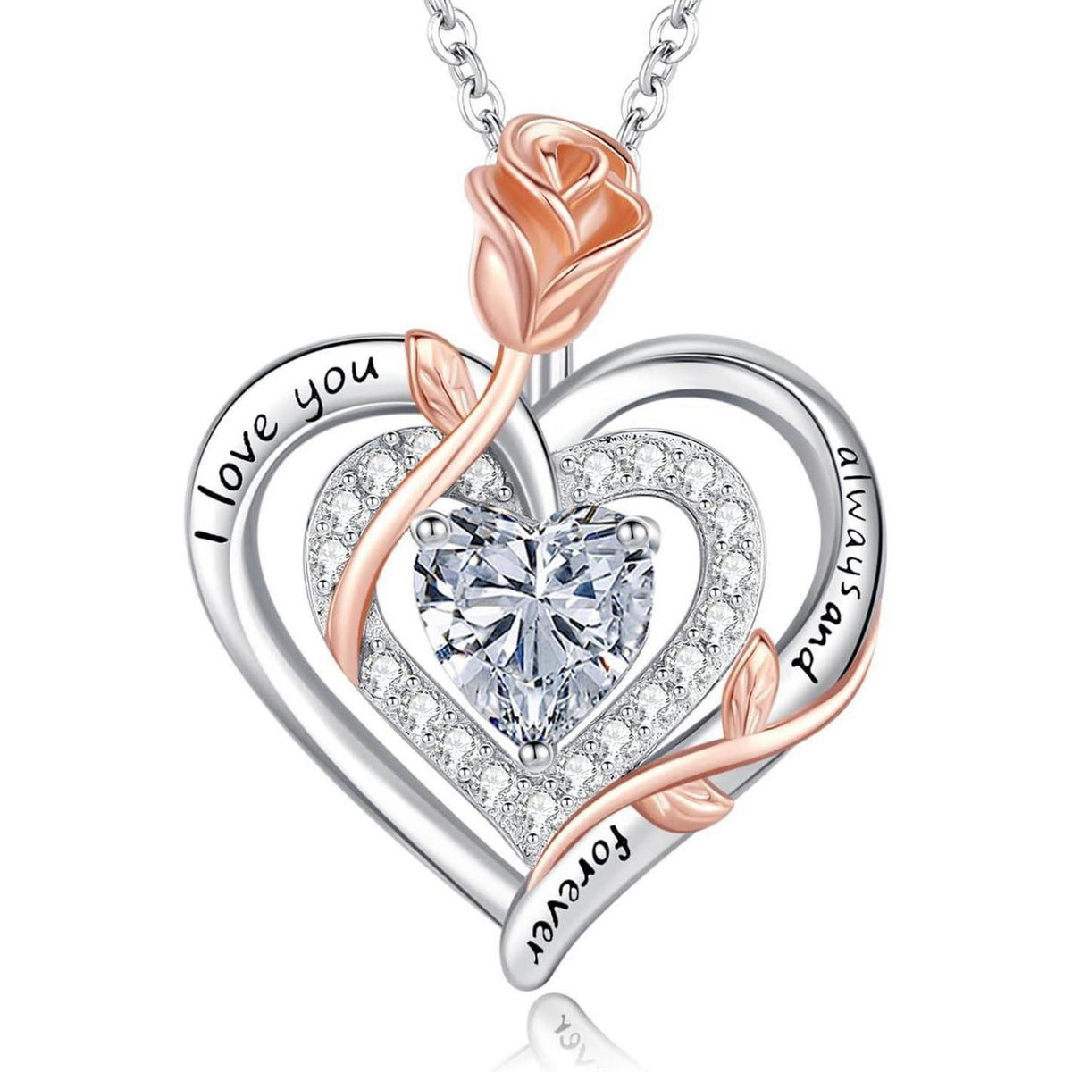 Silber Halskette Damen 925 Herz Rose Gravur – Muttertag Geschenk