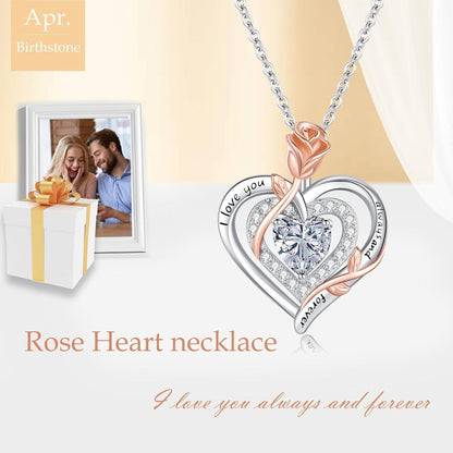 Silber Halskette Damen 925 Herz Rose Gravur – Muttertag Geschenk