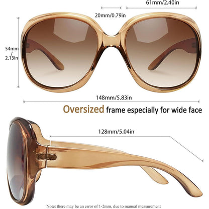 Übergroße Damen Sonnenbrille Polarisiert UV400 - Schwarz & Hellbraun