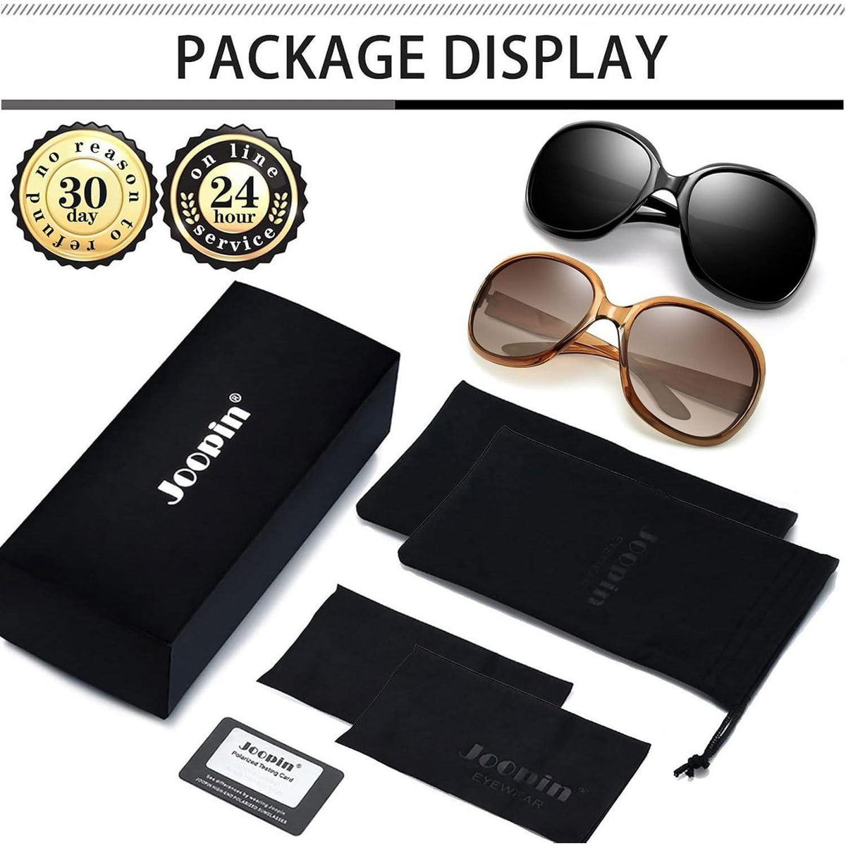 Übergroße Damen Sonnenbrille Polarisiert UV400 - Schwarz & Hellbraun
