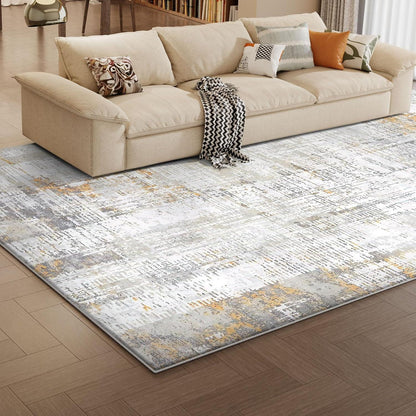 Flauschiger Teppich Gelb/Grau 120x170 Modernes Wohnzimmer Büro
