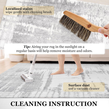 Teppich Modernes Grau 200x300 Flauschig Waschbar für Wohnzimmer