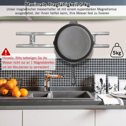 Magnetleiste Messerhalter Doppelschicht 40cm 4 Haken Magnetisch
