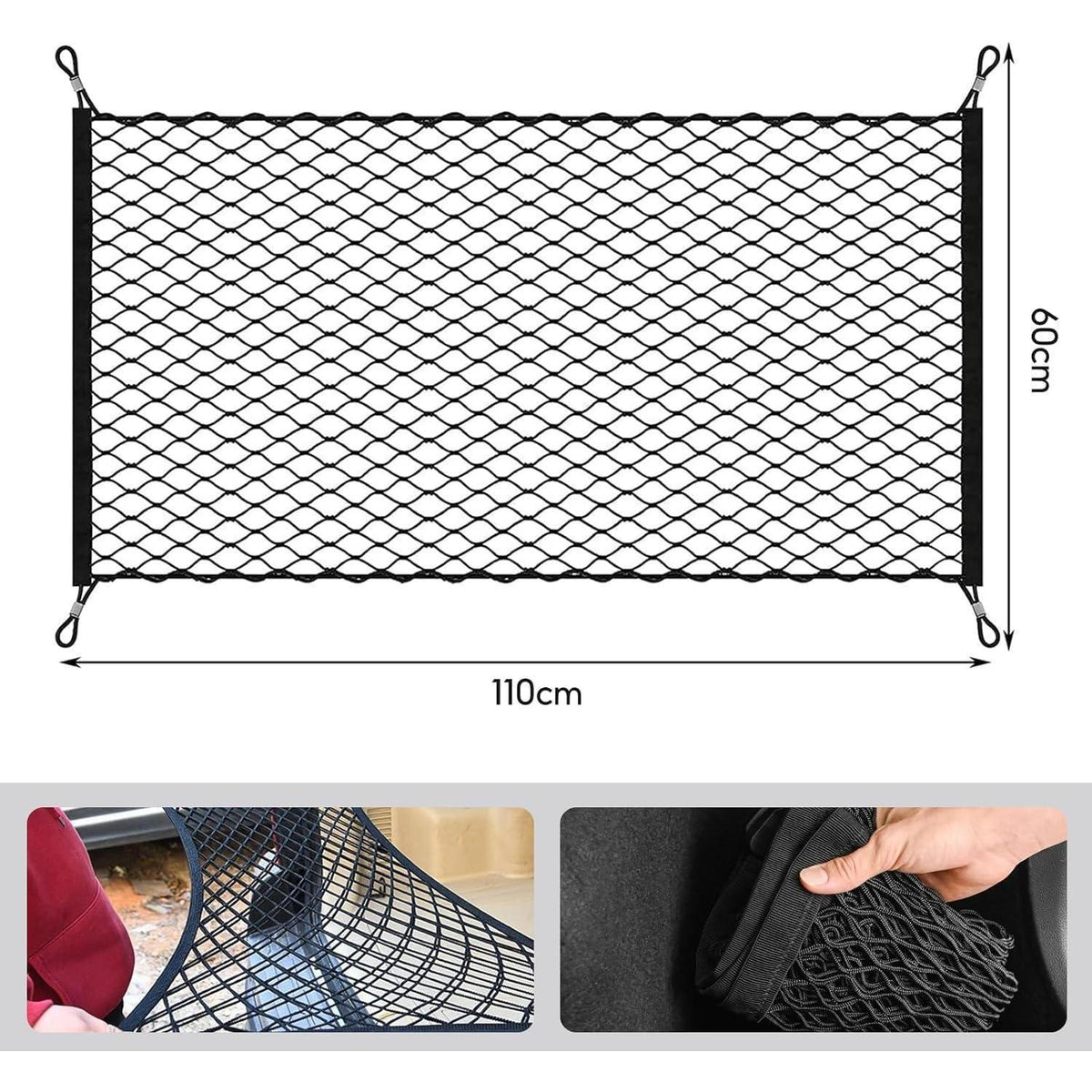 Kofferraumnetz Auto – Gepäcknetz 110x60 cm, ausziehbar