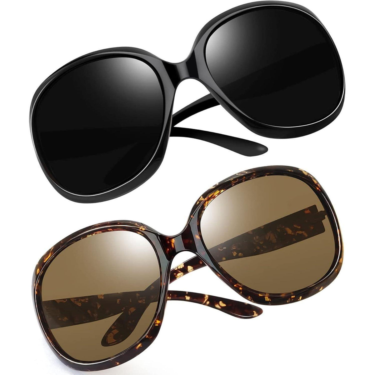 Übergroße Damen Sonnenbrille polarisiert UV400, Kristall Leopard