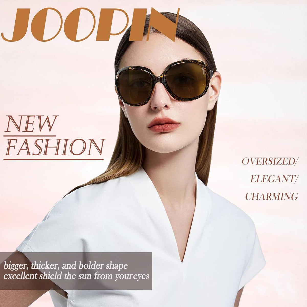 Übergroße Damen Sonnenbrille polarisiert UV400, Kristall Leopard