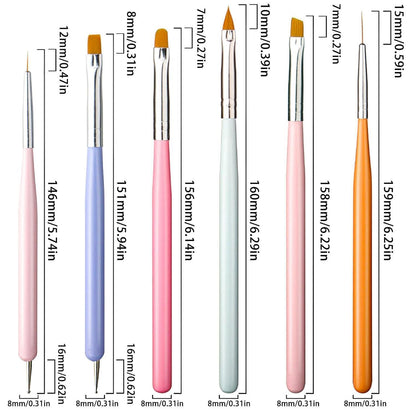 Profi Acryl Nagel Pinsel Set (6 Stück) – Premium Nailart Pinsel