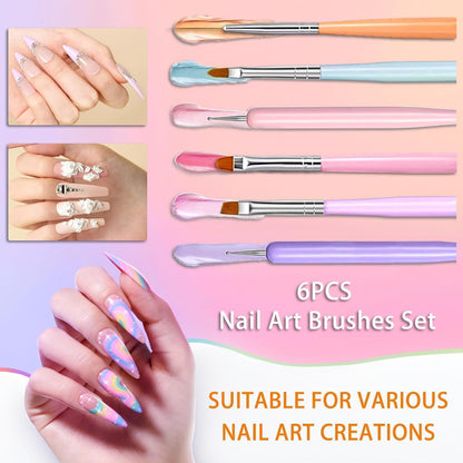 Profi Acryl Nagel Pinsel Set (6 Stück) – Premium Nailart Pinsel