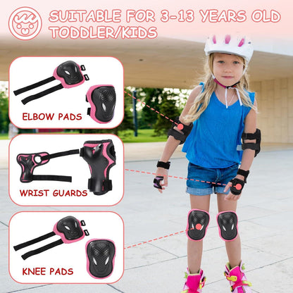 Knieschoner Kinder 6-in-1 Set Inliner Skateboard Rosa Schutz