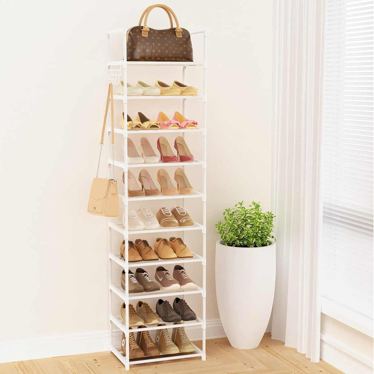 10-Ebenen Schuhregal Metall – Platzsparend & Multifunktional