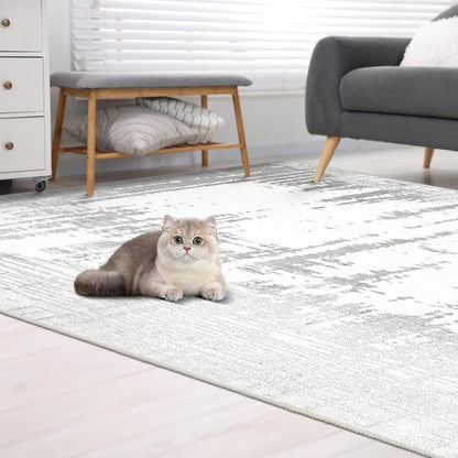 Modernes Grau Flauschiger Teppich 160x230 Wohnzimmer Büro