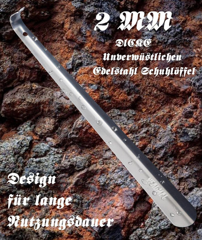 Metall Schuhlöffel 42cm Edelstahl Stabil Schuhanzieher für