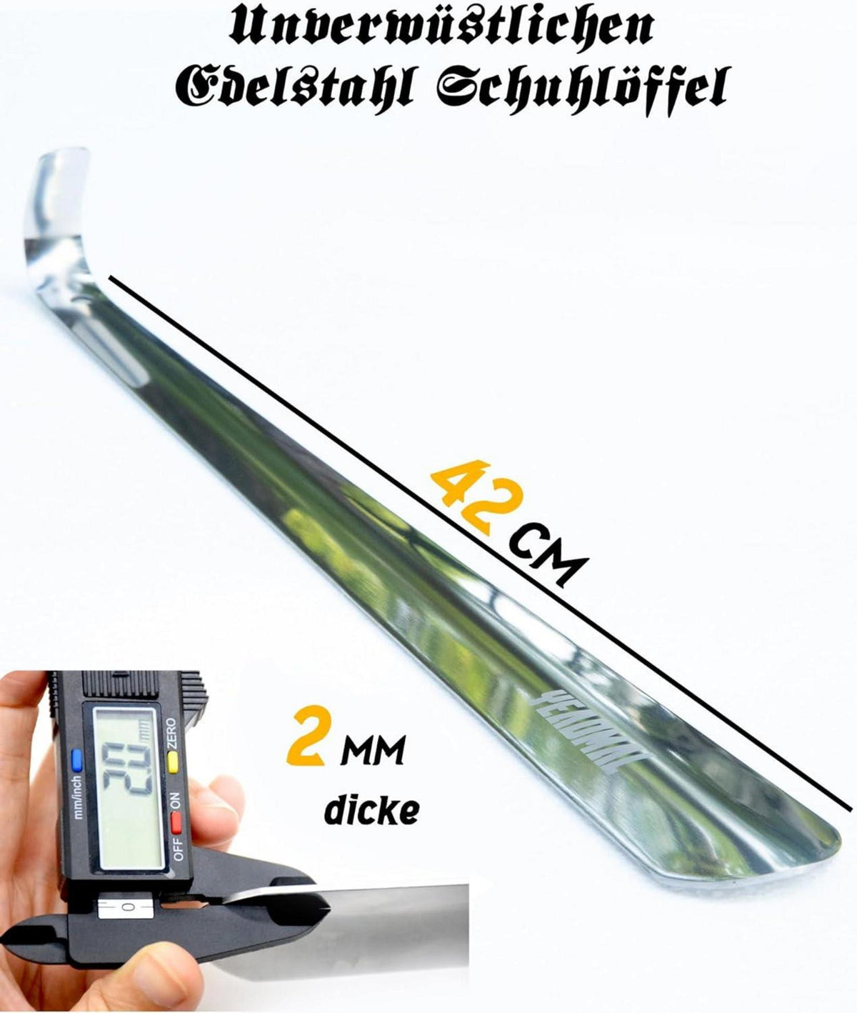 Extra langer Schuhlöffel Edelstahl 42cm stabil für Senioren Kinder