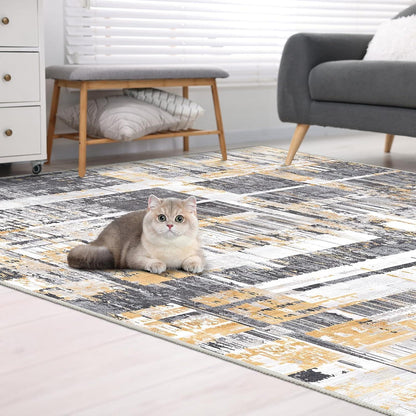 Teppich Moderner Wohnzimmer Schlafzimmer 160x230 Gelb Grau