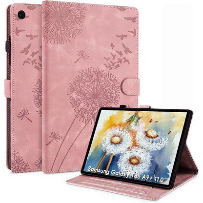 Samsung Galaxy Tab A9+ Hülle mit Kartenfächern, Roségold Löwenzahn