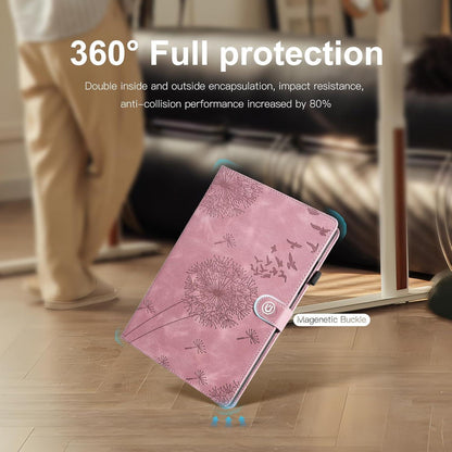 Samsung Galaxy Tab A9+ Hülle mit Kartenfächern, Roségold Löwenzahn