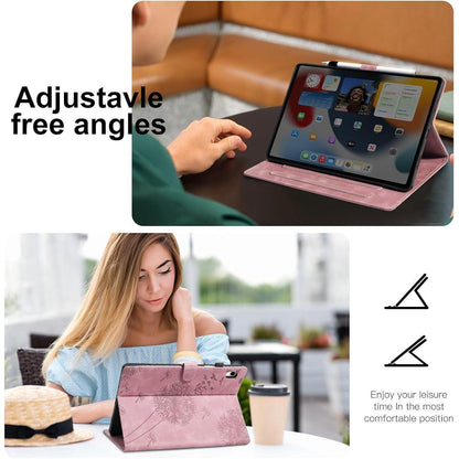 Samsung Galaxy Tab A9+ Hülle mit Kartenfächern, Roségold Löwenzahn