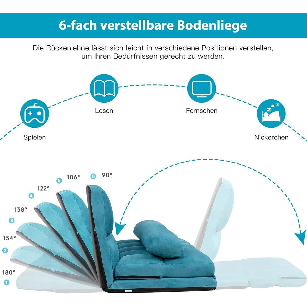 2-Sitzer Bodensofa mit Schlaffunktion und Kissen