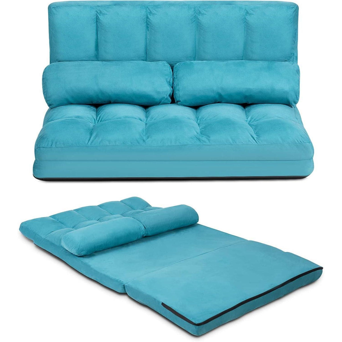 2-Sitzer Bodensofa mit Schlaffunktion und Kissen